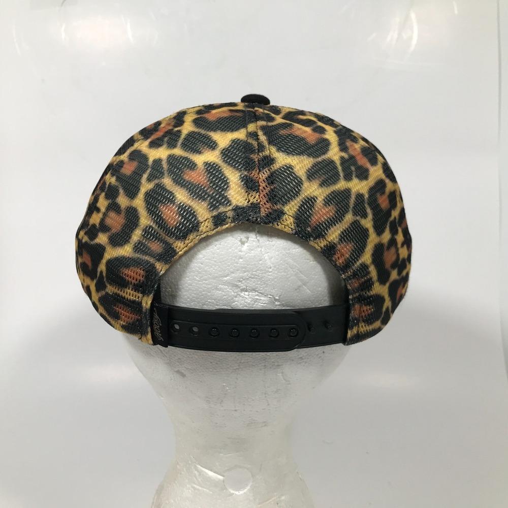Hooey Gold Logo Leopard Cheetah Print Mesh Adjustable Snapback Truckers Hat Cap - Picture 3 of 9